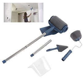 Juego de Brochas Y Rodillos para Pintar, Juego de Decoración de Paredes Y Techos 6 en 1 Piezas, Kit de Pintura para el Hogar con Bandeja, Marco, Manguito de Rodillo, Bloque de Lijado Y Pinceles