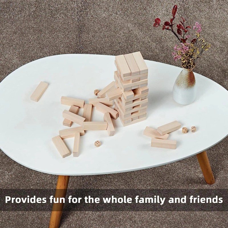 Speedarmis Mini Tumble Tower, 54PCS Wooden Stacking Game for Teens