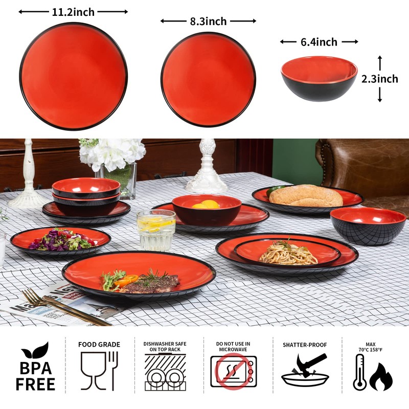 Melamine Dinnerware Set - 12pcs dinnerware set Indoor and Outdoor