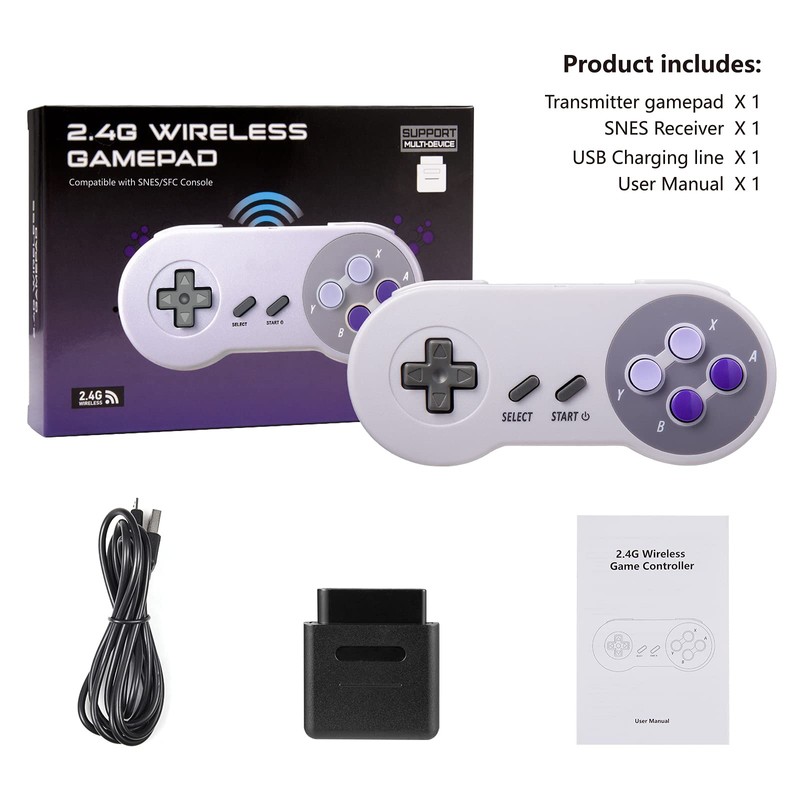 KIWITATA 2 Pack 2.4GHz Wireless Controller for SNES Original Console,