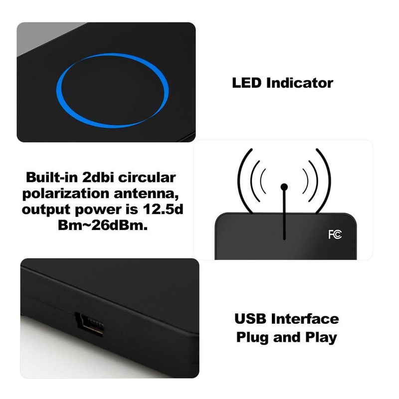 Contactless Smart Card Reader, Portable RF UHF‑RFID Reader Writer 915Mhz
