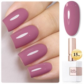 Double Rhythm Gel Polish 15ML Jelly Sheer Pastel Light Milky Color Pearl White Bottle 1 PC 0.5 OZ Full Size Nail Art Salon at Home (Wine Purple-D1469)