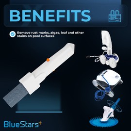 BlueStars 4-Pack Pool Pumice Stone with EZ-Clip Handle Pumice Sticks Stone - Clean Remove Rust Stains on Tiles, Scrub Debris Off Walls, Floors, Steps, Corners, Toilet Bowl Ring, Bath, Kitchen, Pool