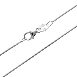 SilverAmber Jewellery UK - 925 Sterling Silver 22" Inch Delicate Italian Classic Round Snake - 0.7 mm Chain Necklace - GCH01022
