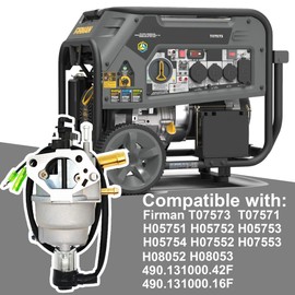 380723515 Carburetor Compatible with Firman T07573 T07571 Tri Fuel Generator 9400 Watt 439cc Engine - Replacement Part# 375715509 490.131000.42F 490.131000.16F