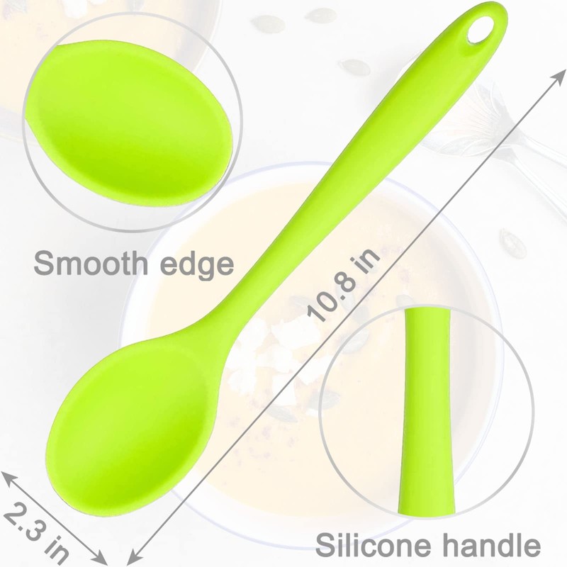 Beieverluck 6 Pack Large Silicone Cooking Spoons 10.8'' Heat Resistant