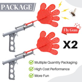 Qualiery 2 Pcs Fun Fly Swatter Gun, Plastic Bug Gun for Indoor and Outdoor Use, Reusable Christmas Gift Safe Fun Shooting