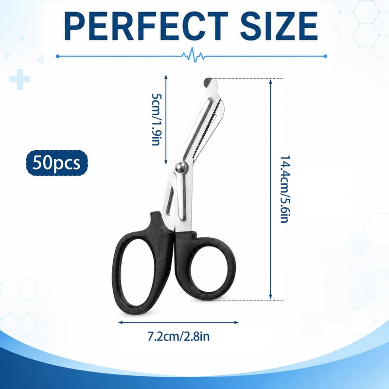 50Pcs Nurse Scissors for Badge Bulk,Trauma Shears for Nurses,5.7 Inch,Black