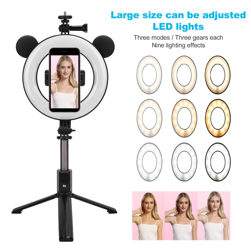 Wireless Bluetooth Selfie Stick Ring Light Mount Foldable Tripod Stand