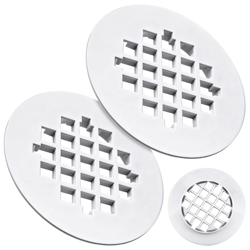2 Pack 4-1/4 Snap in Shower Drain Cove White,PVC Plastic