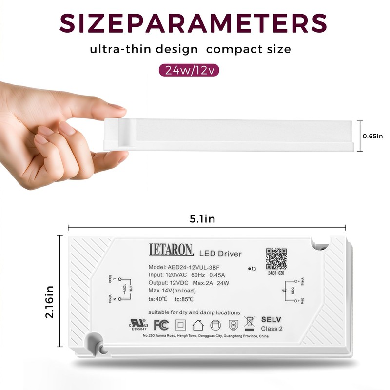 LEDXLIRBH 24W 12V LED Driver, AC 120V to DC 12V
