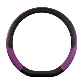 D-Shape Steering Wheel Cover, Purple and Black, Anti-Slip Diamond Pattern (Purple)