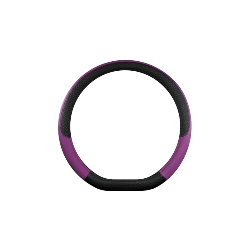 D-Shape Steering Wheel Cover, Purple and Black, Anti-Slip Diamond Pattern