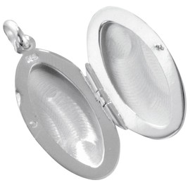 Vinani Opening Matt Shiny Plain Oval Locket With Snake Chain 925 Sterling Silver Italy, AMOV S, Sterling Silver