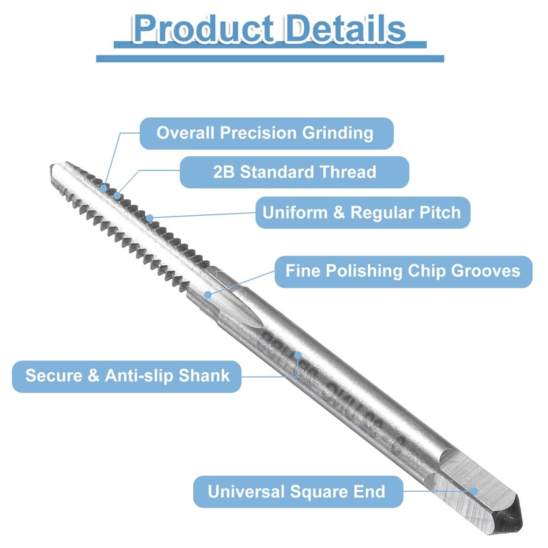 sourcing map 6pcs Straight Flute Thread Tap, 6-32 UNC Screw