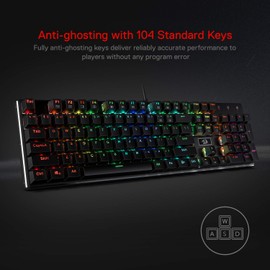 Redragon Redragon K556 RGB LED Backlit Wired Mechanical Gaming Keyboard, 104 Keys Hot-Swap Mechanical Keyboard w/Aluminum Base, Upgraded Socket and Noise Absorbing Foams, Soft Tactile Brown Switch