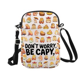WCGXKO Capybara Gift Don’t Worry, Be Capy Cute Animal Lover Gift Capybara Lover Crossbody Bag (Be Capy Cr CA)
