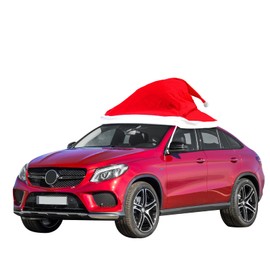 BUAEL Christmas Santa Hat Cute car Decoration Outdoors Accessories- Christmas Car Cover Car Car Decoration Non Woven Christmas Decorations are Suitable for Most car (Red)
