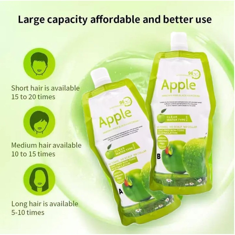  Apple Healthy Hair Dye Shampoo, Black/Dark Brown, Permanent Colour,