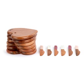 DEMDACO Gather 'Round Collection Natural Brown Treat Yourself Love It Yum Heart 5 x 6.5 Acacia Wood Cutting Cheese Serving Board with Knife Set of 6