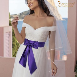 JASGOOD Long Sash Dress Belt for Women Wedding Bridesmaid Sash Dress Belt,Purple