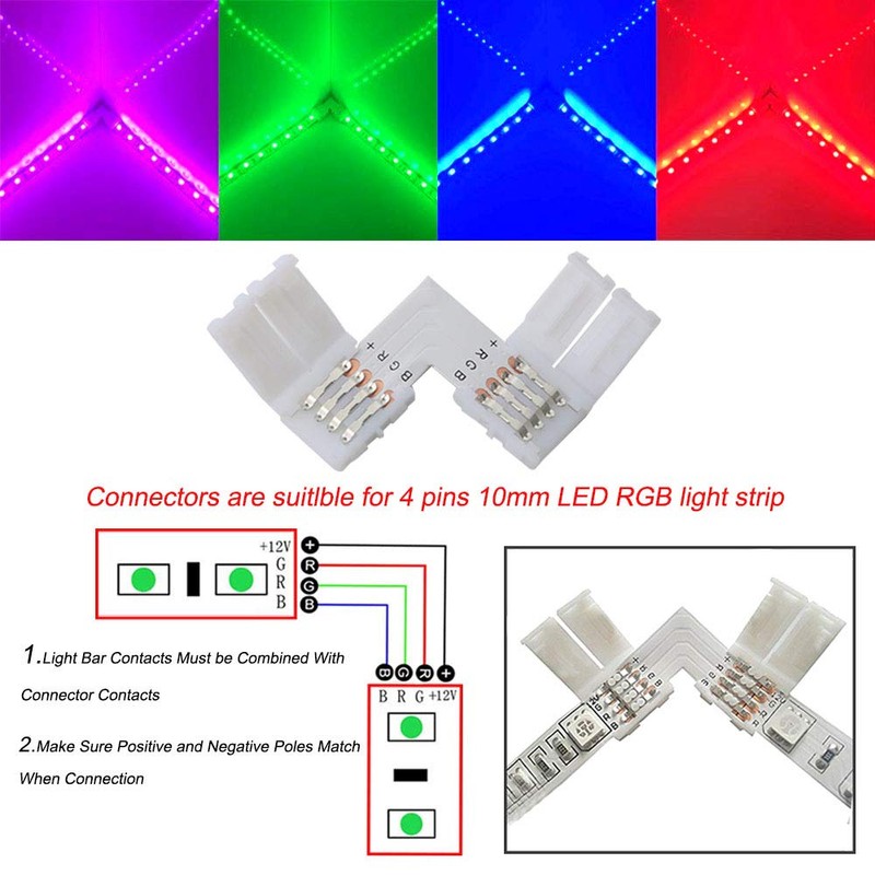 FULARR 20Pcs Professional 4 Pins LED Strip Light Connector Kit: