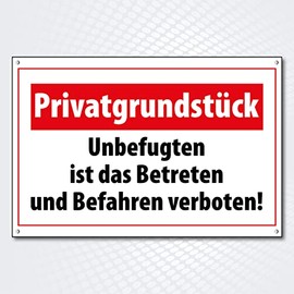 High-Quality Sign Made of Aluminium Dibond with UV Protective Coating "PRIVATGRUNDSTÜCK" 200 x 300 mm Rectangular | Betreten verboten | Befahren Verboten | Sign Made of Weatherproof Aluminium / Dibond