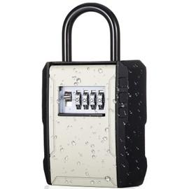 ZHEGE Key Safe Padlock, Key Box with Code Wall Mounted, Weatherproof Key Security Box Outdoor, 4 Digit Combination Key Safe Box, 7 Keys Lockbox for Home, Warehouse, Garage, Office, Airbnb (Grey)