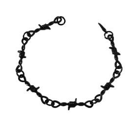 Punk Thorns Bracelet for Men Women Metal Chain Gothic Necklace Hiphop Rock Jewelry Gift - Black