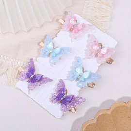 6 PCS Small Butterfly Hair Clips, Glitter Mini Butterfly Clip for Women and Girls, Cute Fairy Hair Accessories for Thin Hair, 90s Y2K Sparkly Butterfly Barrettes for Wedding, Party, Daily Use