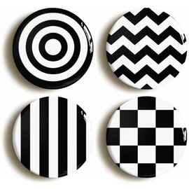 MOD SIXTIES MONOCHROME BADGE BUTTON PIN SET (Size is 1inch/25mm diameter) 1960s