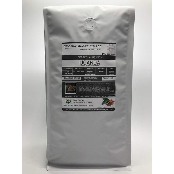 Northern Africa, Uganda (5-Pound Bag) Premium Arabica Coffee Freshly Custom Roasted Today (Medium Roast/Whole Bean) Customized Roast Or Grind Is Available By Messaging Us At Time Of Checkout