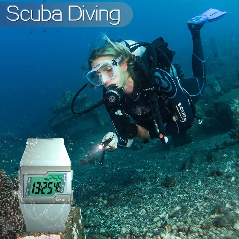Digital Swim Diving Watch 10 ATM Water Resistant Multi-Function Lap