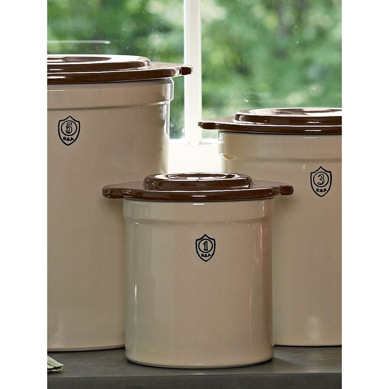 1-Gallon Stoneware Pickling Crock Complete Kit