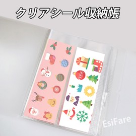 EsiFare Sticker Storage Book, Sticker Storage, Double-Sided Sticker Book, Vertical Stickers, Transparent Inner Page, Waterproof, Clear Seal Storage Book, Sticker Storage Binder, Easy to Organize