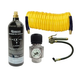 Interstate Pneumatics WRCO2-TF2 CO2 Regulator, Recoil Hose, TF3135 Tire Inflator and 20 Oz. CO2 Cylinder