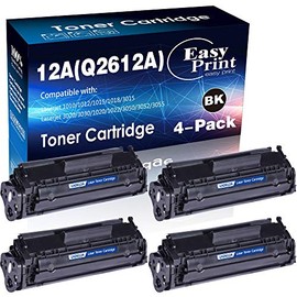EASYPRINT Compatible Toner Cartridge 12A Q2612A Used for HP 1010/1020/ 1022n/ 3015/3030/ 3050/3052/ 3055/ LBP 2900/3000 Printer, (4X Black)
