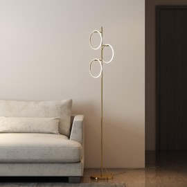 Ozarke Neo Modern Floor Lamp - Mid Century Modern Decor Stand Lamp for Living Room, Bedroom, Office, Minimalist Dimmable Contemporary Tall Lamp with 3 LED Lights - Warm 27000K (Gold)
