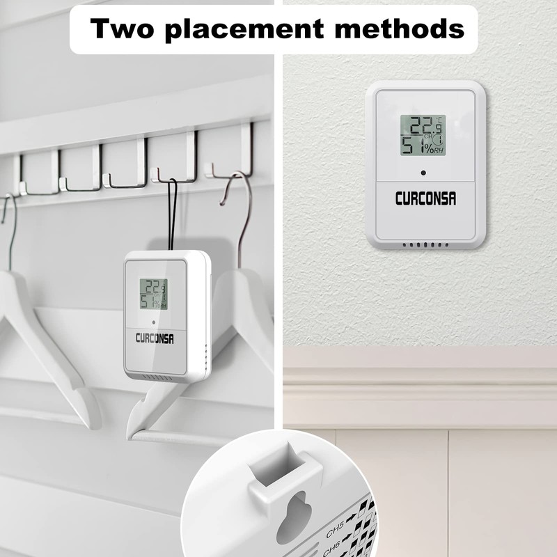 CURCONSA Indoor & Outdoor Temperature and Humidity Sensor, FT016TH Wireless