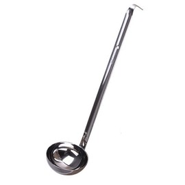 Soup Ladle Stainless Steel Professional Serving Ladle Bottom Ladle with Long and Hooked Handle for Sauce, Soup, Stew, Cooking, Sauce Spoon, 7x27cm, 90ml, Silver