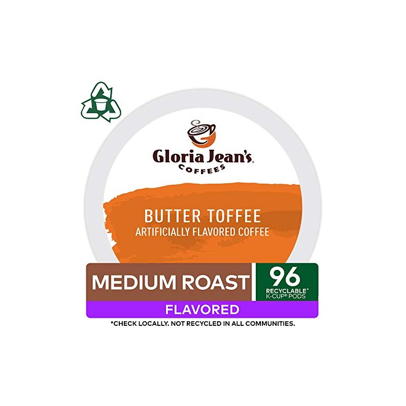 Gloria Jean's Coffees Butter Toffee, Single-Serve Keurig K-Cup Pods, Flavored