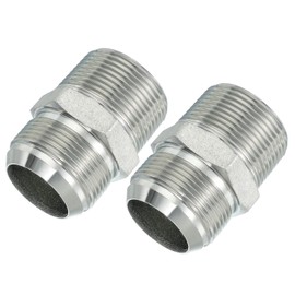 PATIKIL Hex Reducing Nipple Connectors Pipe Adapter 1-5/8" Male 37° Flare JIC x 1-1/4" Male NPT, 2 Pack Pipe Fitting Reducer Nipple Adapter Plated Steel Hydraulic Fitting