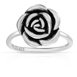 Savlano 925 Sterling Silver Hollow Rose Flower Ring Band for Women - Made in Italy Comes With a Gift Box (8)