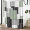 BTTN Sage Green Fabric Shower Curtain, Modern Geometric Neutral Cloth