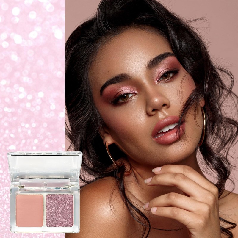 Pink Eyeshadow Palette,2 Colour Highly Pigmented Matte Shimmering Eye Shadow