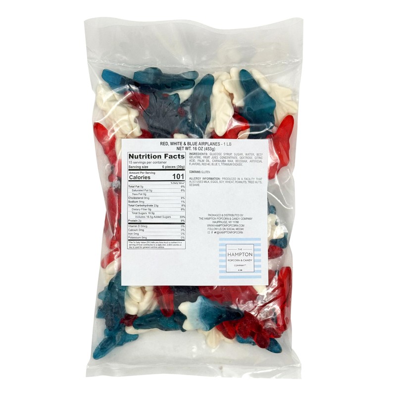 Red, White & Blue Candy Airplane Gummies, 1 Pound Bulk