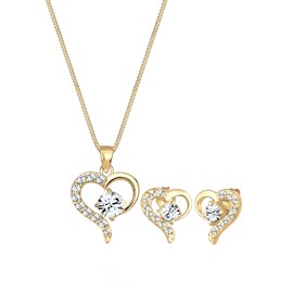 Elli Women's Crystal Heart Jewellery Set, Facet cut, Crystal