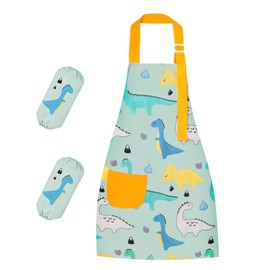 Figarge Children's Apron Adjustable Waterproof Apron Children's Apron with Pockets for 3-10 Years Boys Girls Cooking Apron Children for Kitchen Cooking Grill Baking Painting Party, Animal Forest