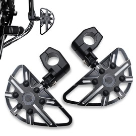 MZS Motorcycle Highway Pegs, 1.25" Short Adjustable Highway Foot Peg CNC Aluminum Compatible with Road Glide King Softail Electra Street Glide Sportster Vulcan Chief Boulevard for 1 1/4 Engine Guards