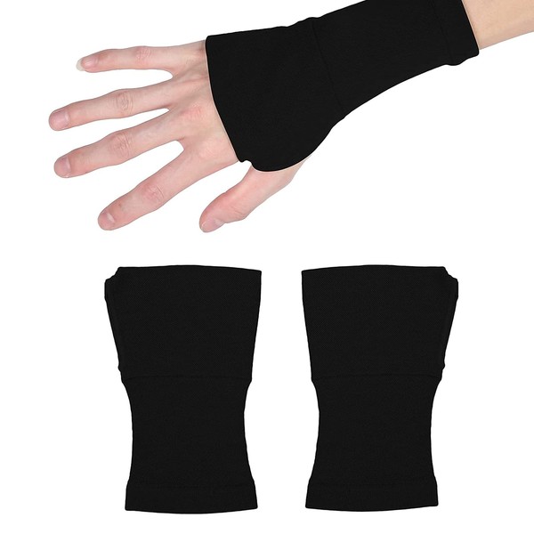 1 Pair Compression Wrist Support, Elastic Wrist Support, Wrist Guards for Arthritis, Wrist Brace for Relief from Carpal Tunnel, Tendonitis and Other Pain (M, Black)